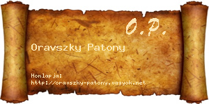 Oravszky Patony névjegykártya